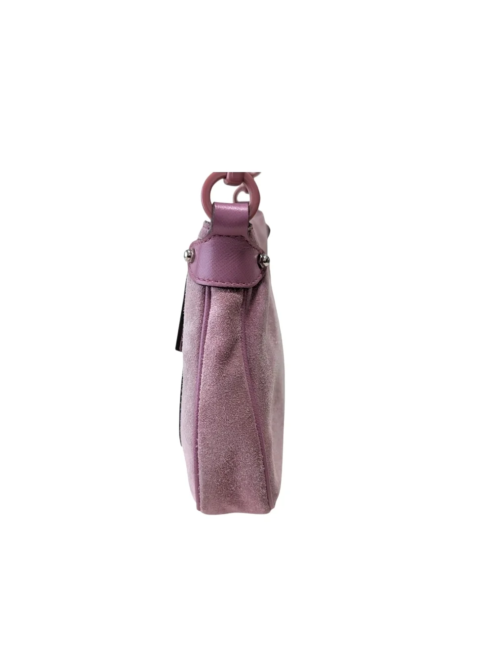 Salvatore Ferragamo Pink Suede & Leather Mini Shoulder Bag With Chain Link Strap - Picture 4 of 16